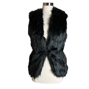 Sebby Collection Faux Fur Knit Back Vest Black Womens Size Small New NWT